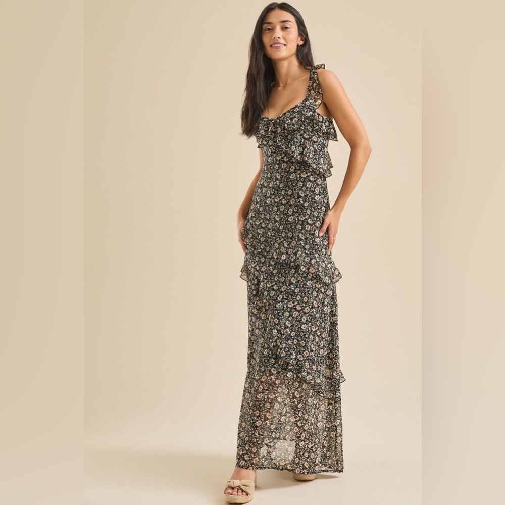 Altar'd State Black Floral Maxi Dress